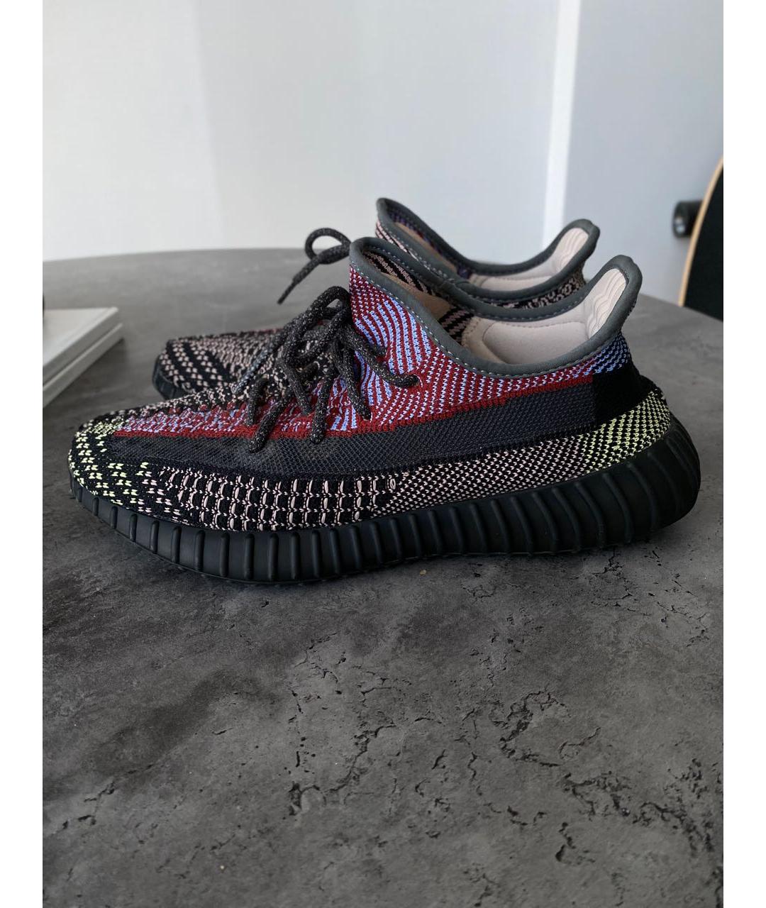 ADIDAS YEEZY Антрацитовые текстильные низкие кроссовки / кеды, фото 8