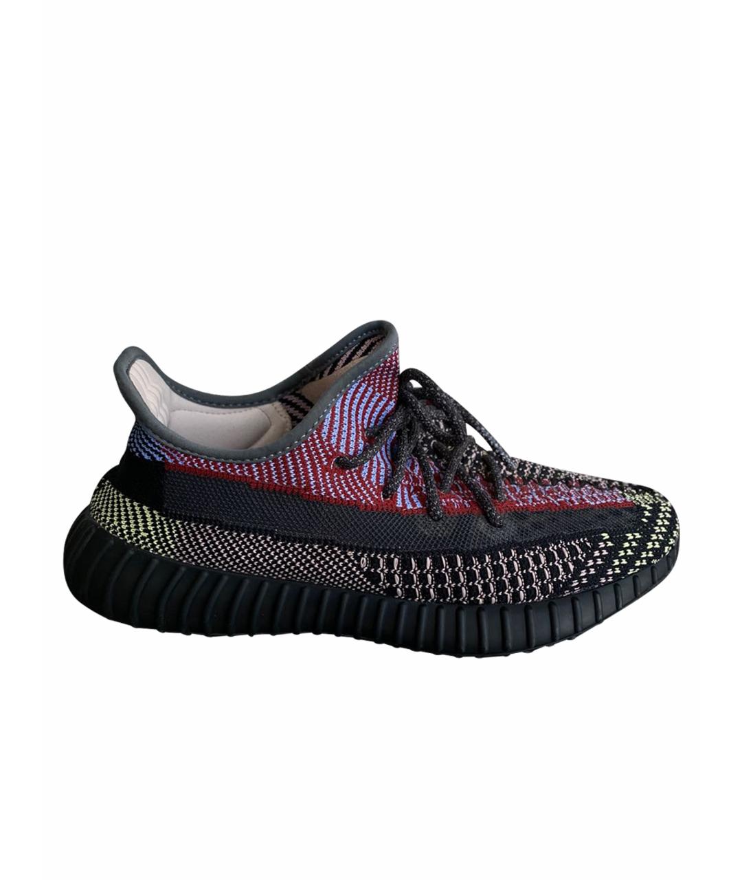 ADIDAS YEEZY Антрацитовые текстильные низкие кроссовки / кеды, фото 1