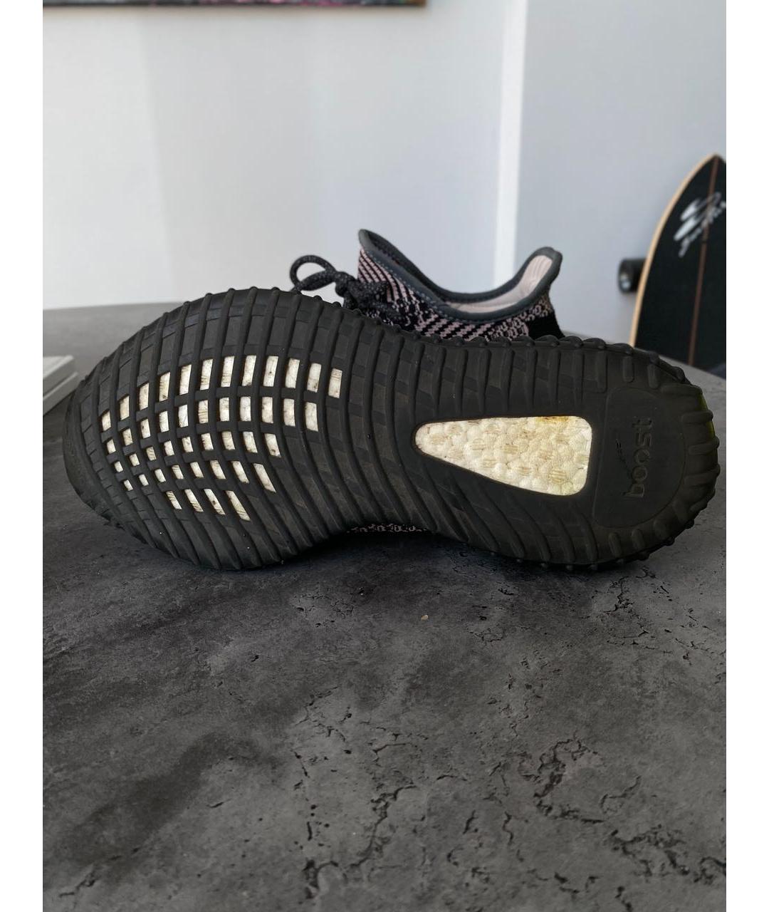 ADIDAS YEEZY Антрацитовые текстильные низкие кроссовки / кеды, фото 5