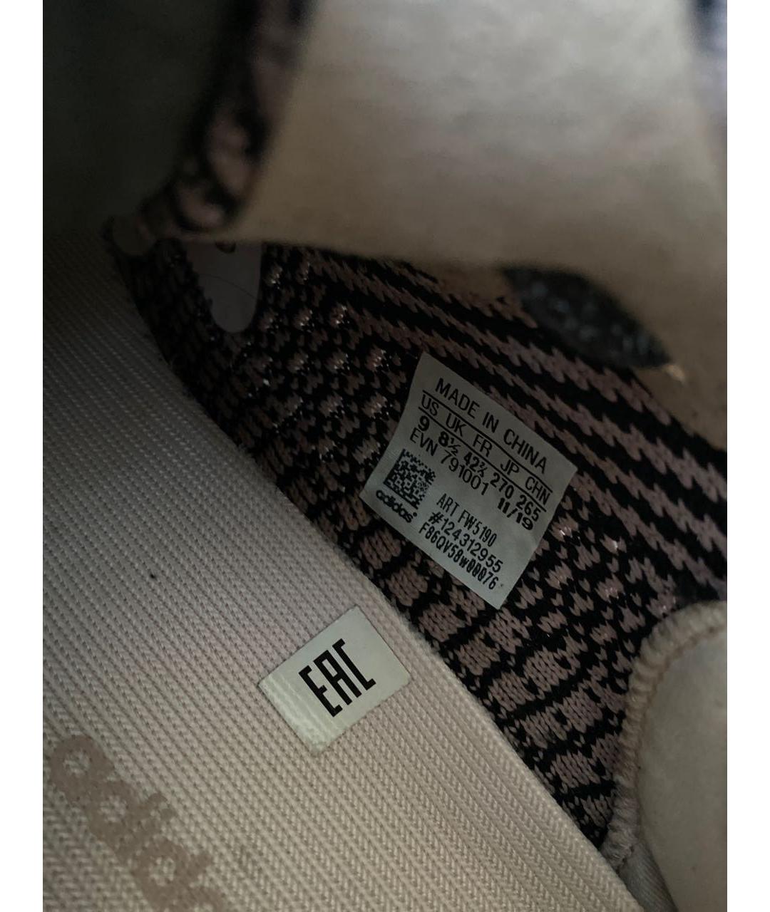 ADIDAS YEEZY Антрацитовые текстильные низкие кроссовки / кеды, фото 4