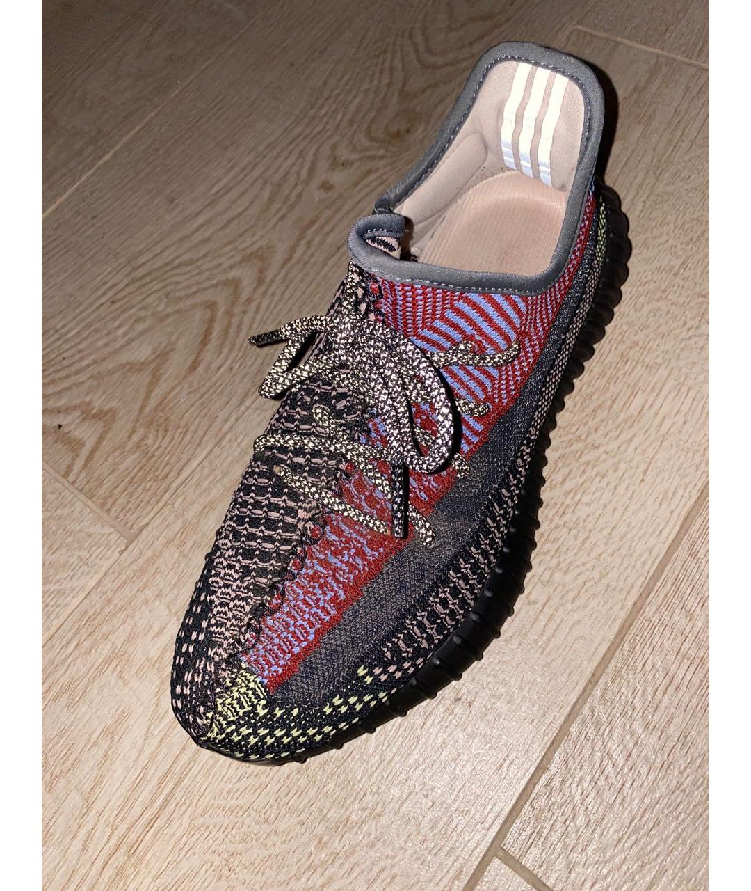 ADIDAS YEEZY Антрацитовые текстильные низкие кроссовки / кеды, фото 6