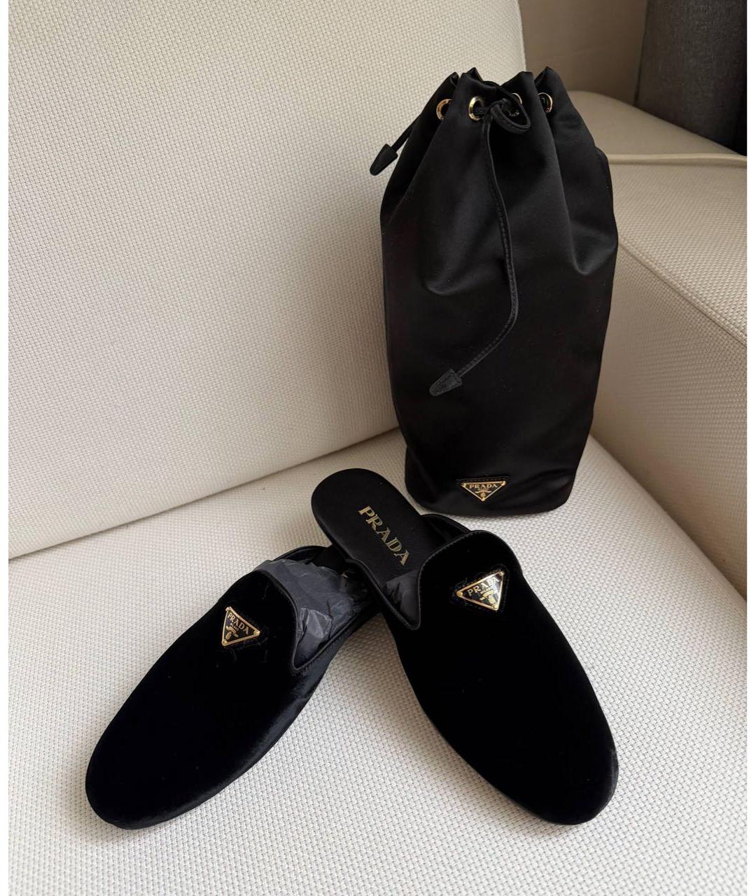 PRADA Черные бархатные мюли, фото 2