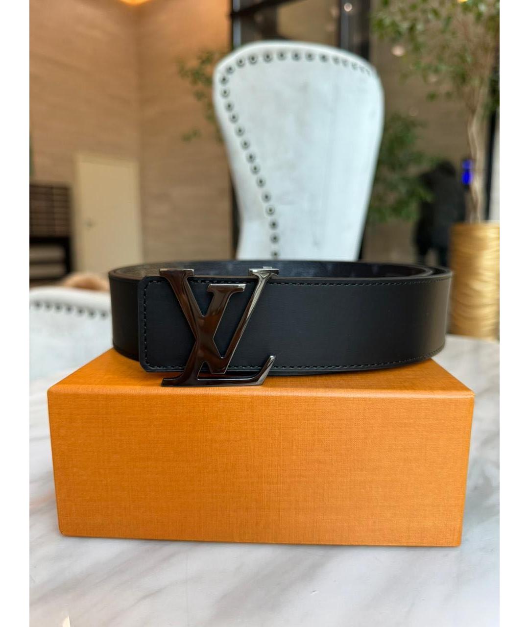 LOUIS VUITTON Черный кожаный ремень, фото 3