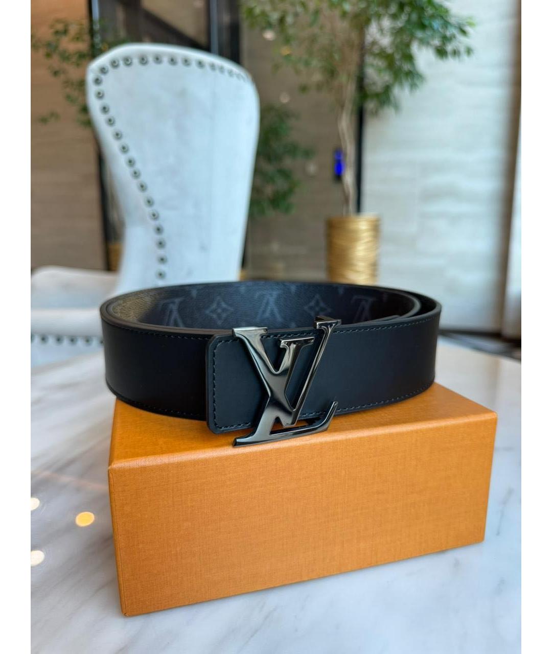 LOUIS VUITTON Черный кожаный ремень, фото 9