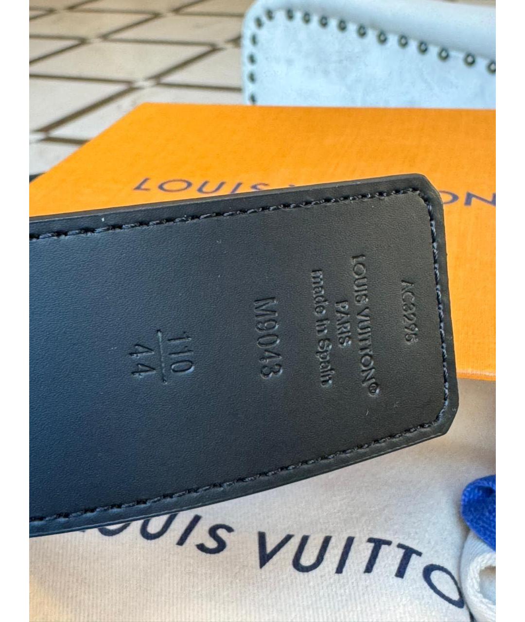 LOUIS VUITTON Черный кожаный ремень, фото 2
