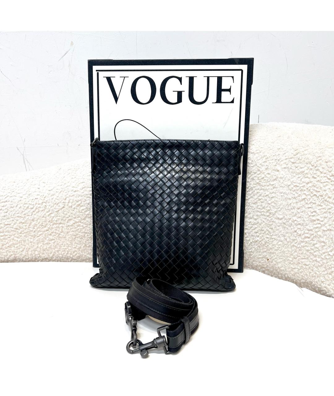 BOTTEGA VENETA Черная кожаная сумка через плечо, фото 2