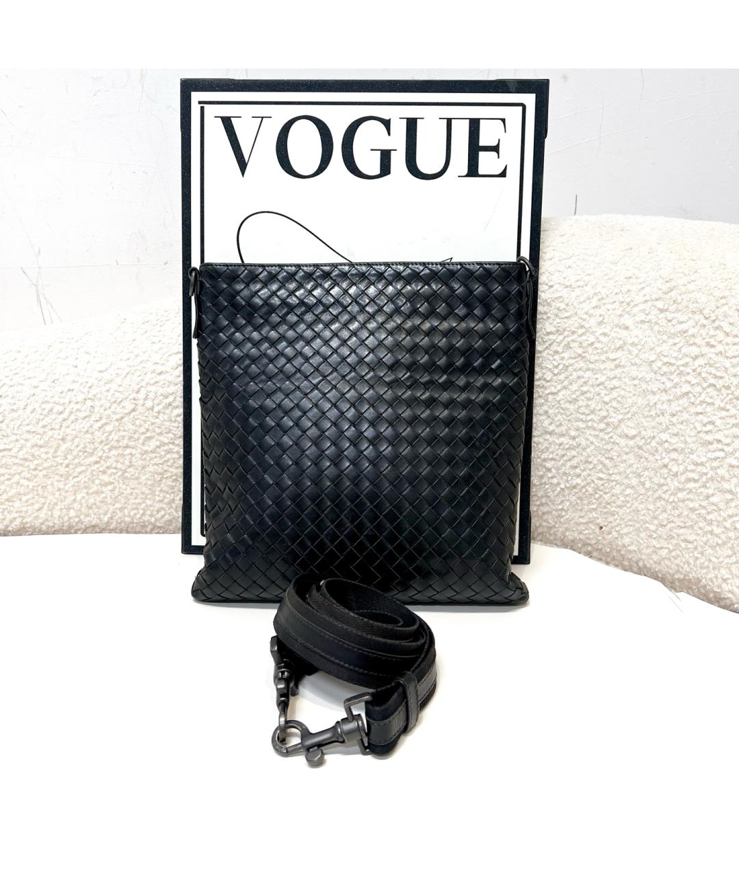 BOTTEGA VENETA Черная кожаная сумка через плечо, фото 5