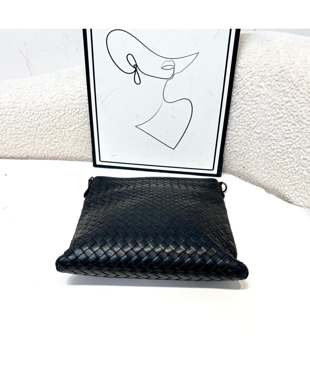 BOTTEGA VENETA Черная кожаная сумка через плечо, фото 4