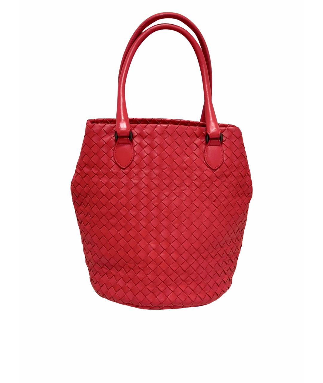BOTTEGA VENETA Красная кожаная сумка с короткими ручками, фото 1
