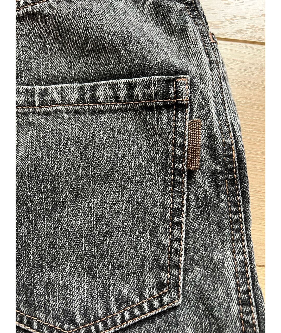 BRUNELLO CUCINELLI Серые хлопковые прямые джинсы, фото 6