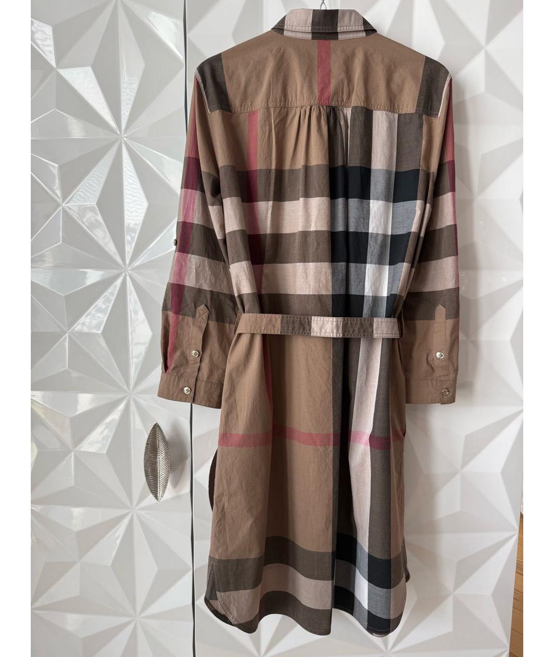 BURBERRY Коричневое хлопковое повседневное платье, фото 2