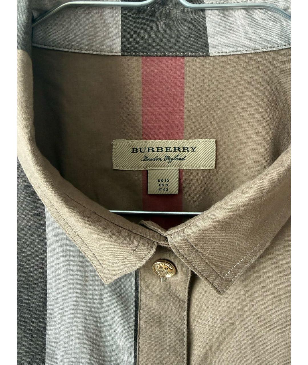 BURBERRY Коричневое хлопковое повседневное платье, фото 3