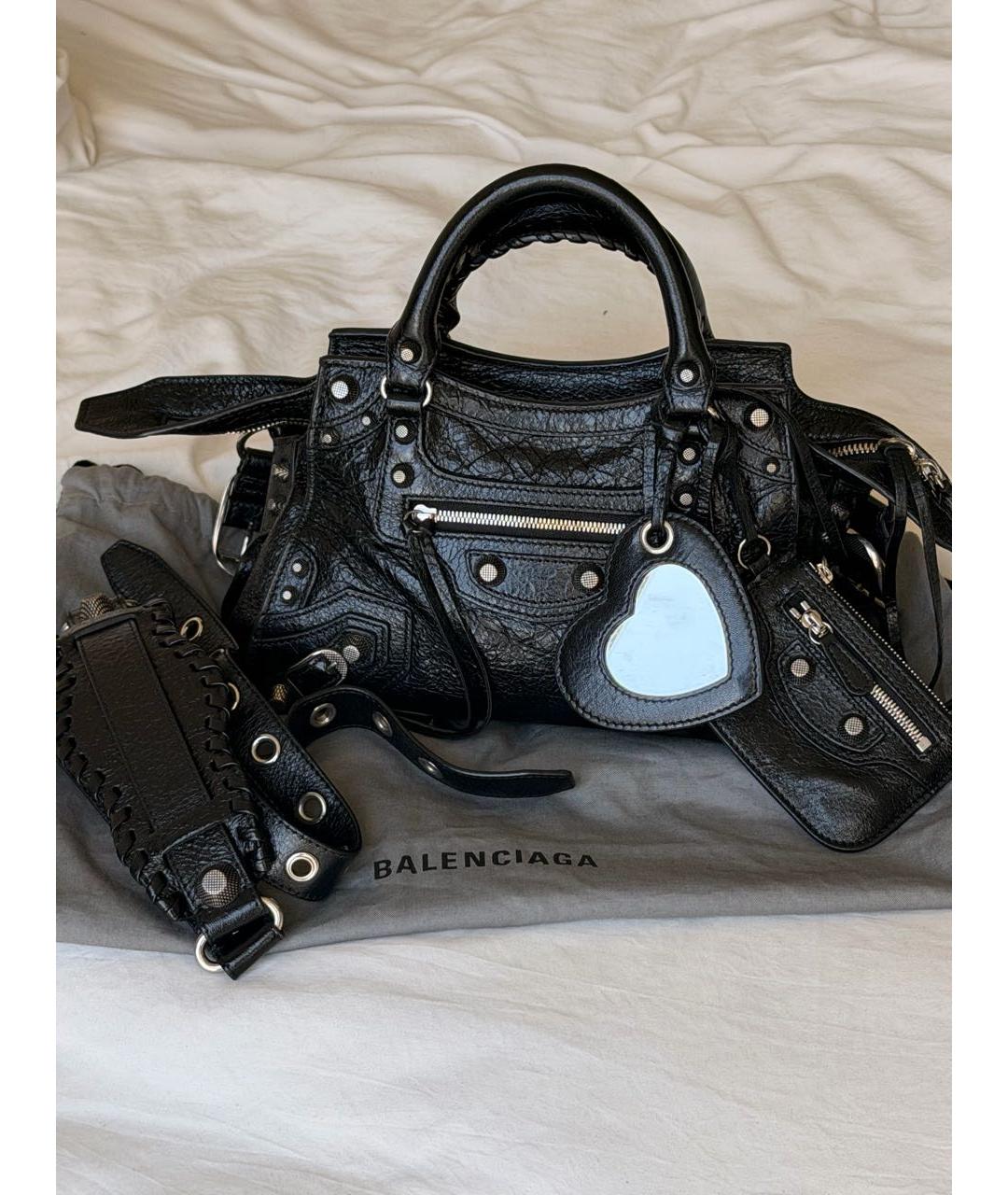 BALENCIAGA Черная кожаная сумка с короткими ручками, фото 5