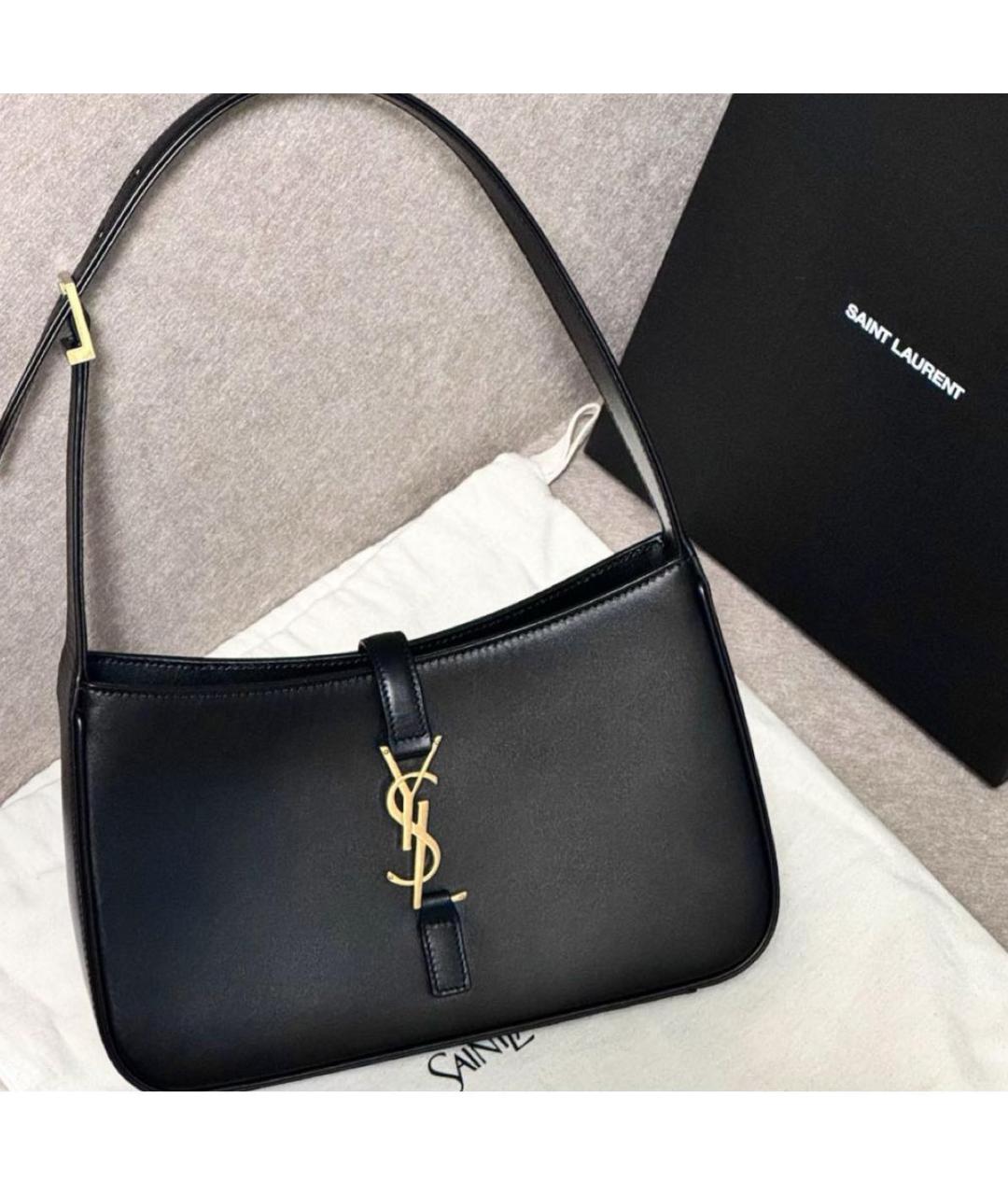 SAINT LAURENT Черная кожаная сумка с короткими ручками, фото 4