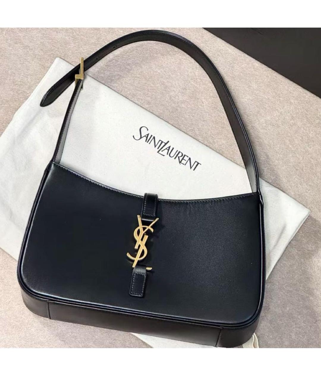 SAINT LAURENT Черная кожаная сумка с короткими ручками, фото 2