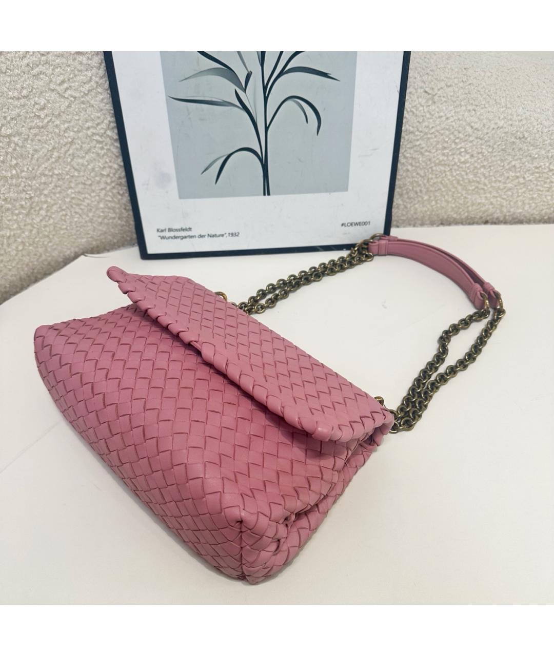 BOTTEGA VENETA Розовая кожаная сумка через плечо, фото 5