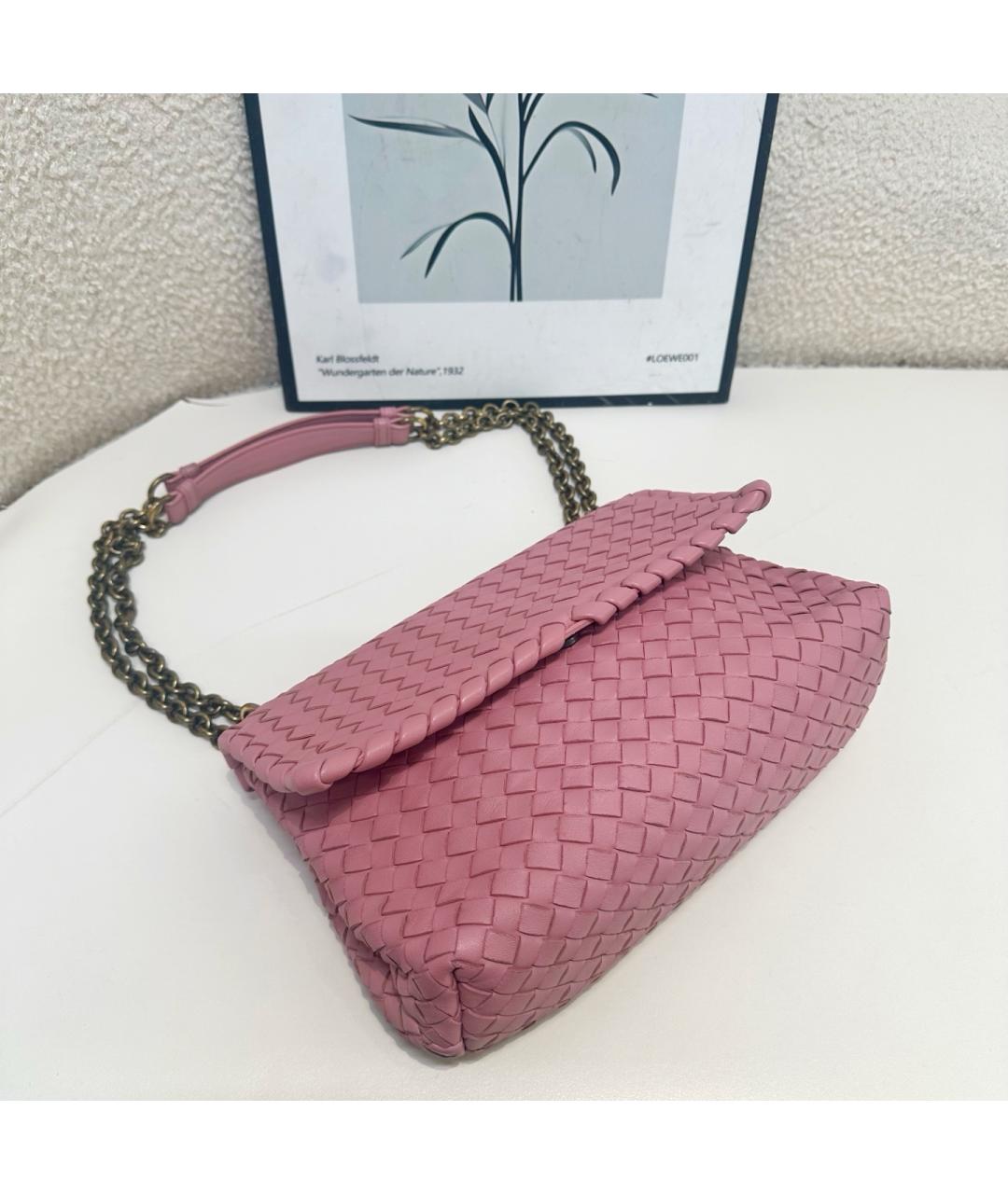 BOTTEGA VENETA Розовая кожаная сумка через плечо, фото 4
