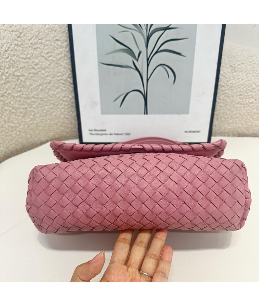 BOTTEGA VENETA Розовая кожаная сумка через плечо, фото 3