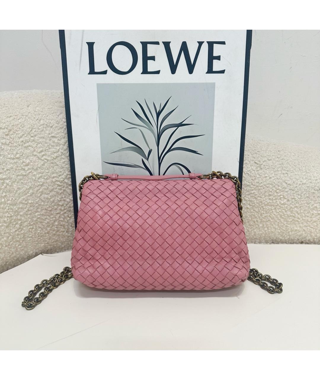 BOTTEGA VENETA Розовая кожаная сумка через плечо, фото 2