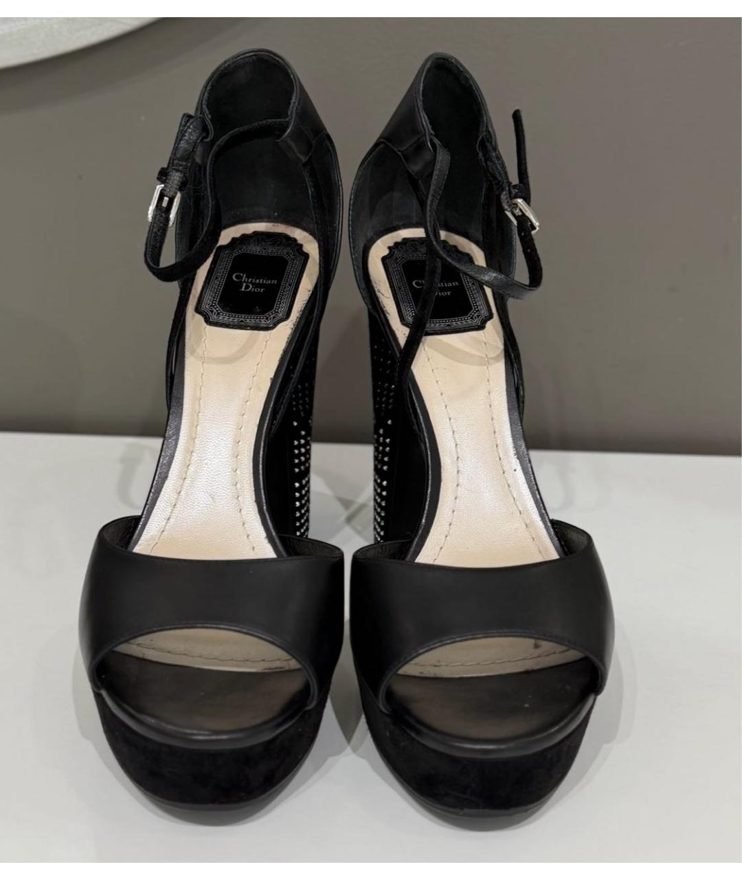CHRISTIAN DIOR Черные кожаные босоножки, фото 4