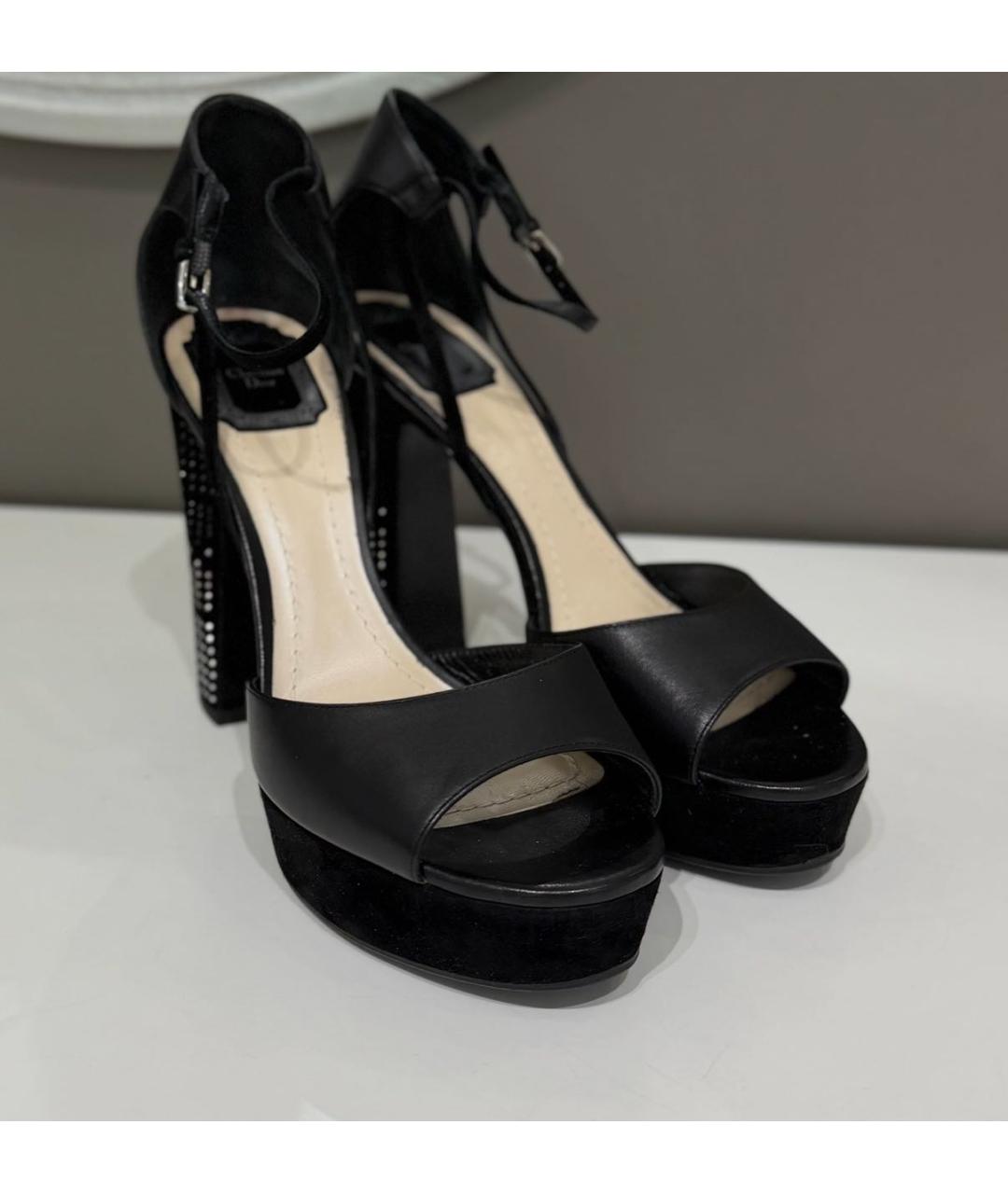 CHRISTIAN DIOR Черные кожаные босоножки, фото 2