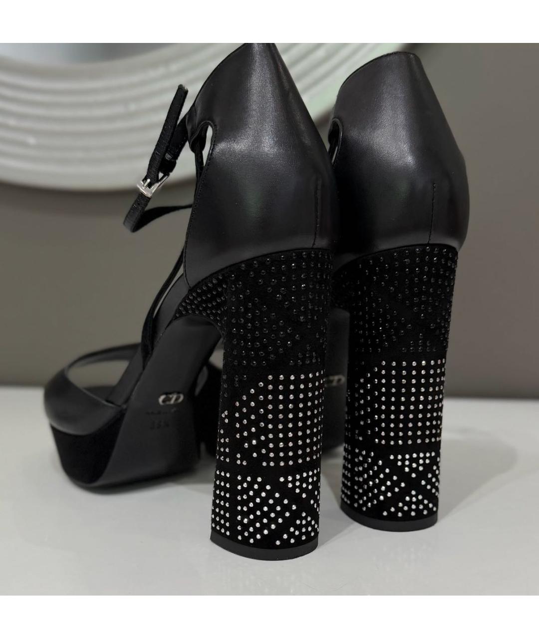 CHRISTIAN DIOR Черные кожаные босоножки, фото 6