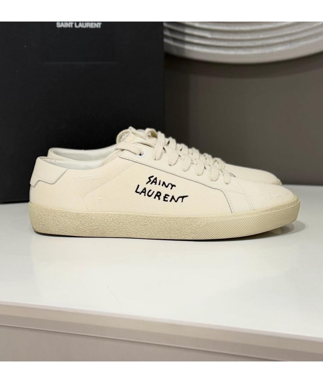 SAINT LAURENT Бежевые текстильные кеды, фото 3