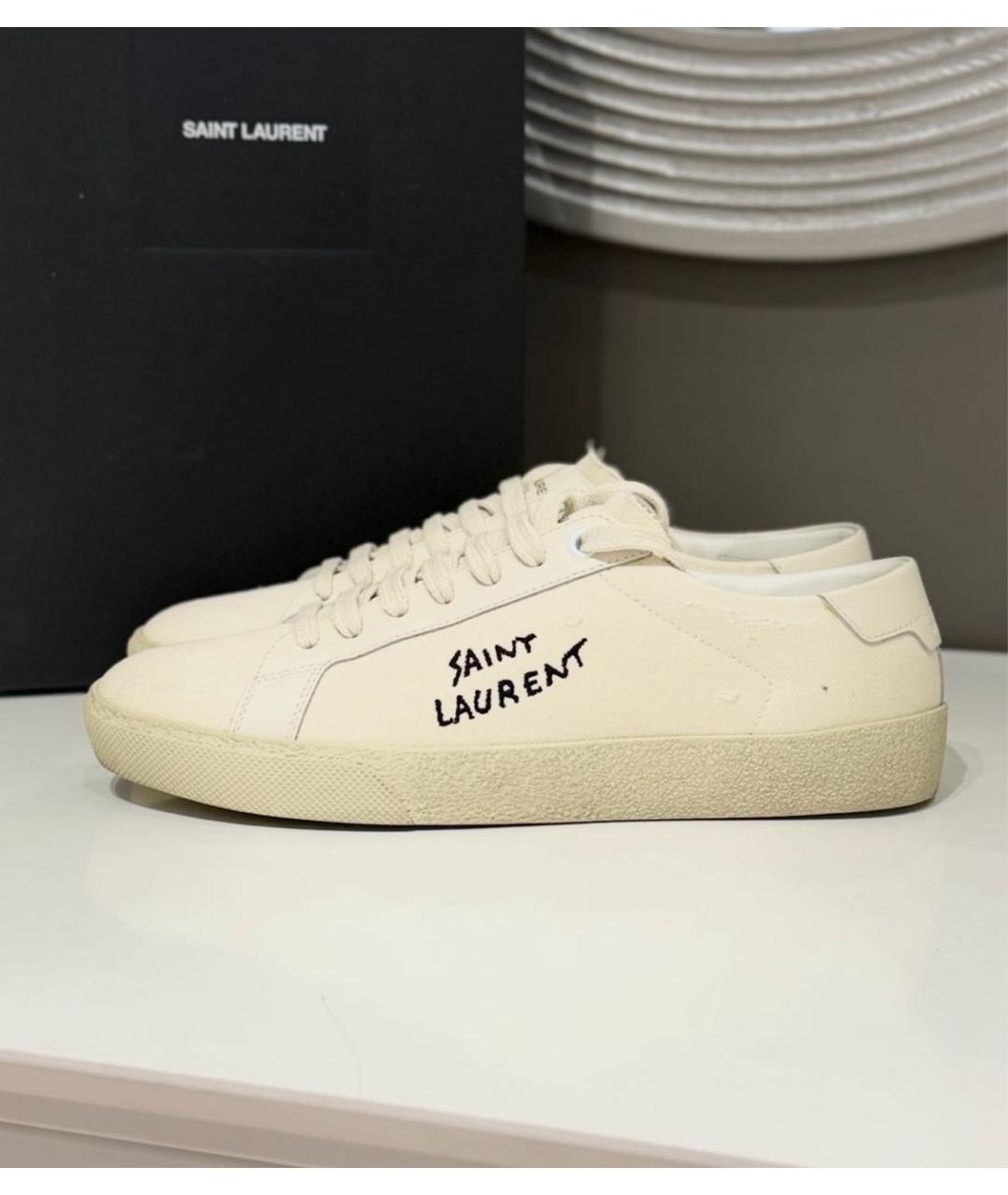 SAINT LAURENT Бежевые текстильные кеды, фото 7