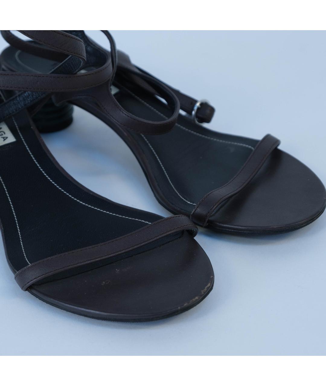 BALENCIAGA Коричневые кожаные босоножки, фото 4