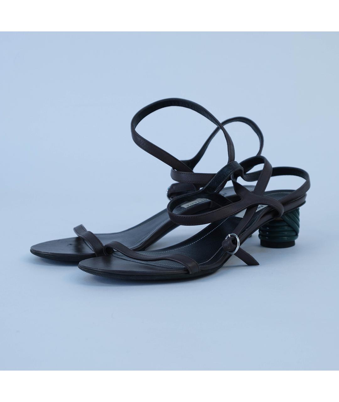 BALENCIAGA Коричневые кожаные босоножки, фото 3