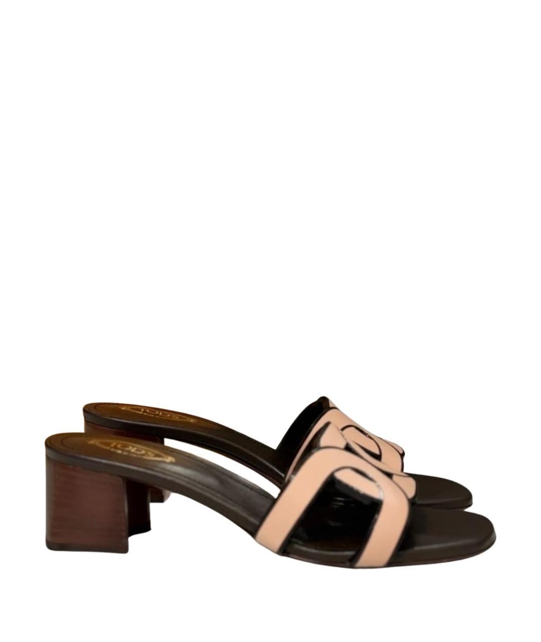 TOD'S Бежевые кожаные мюли, фото 1