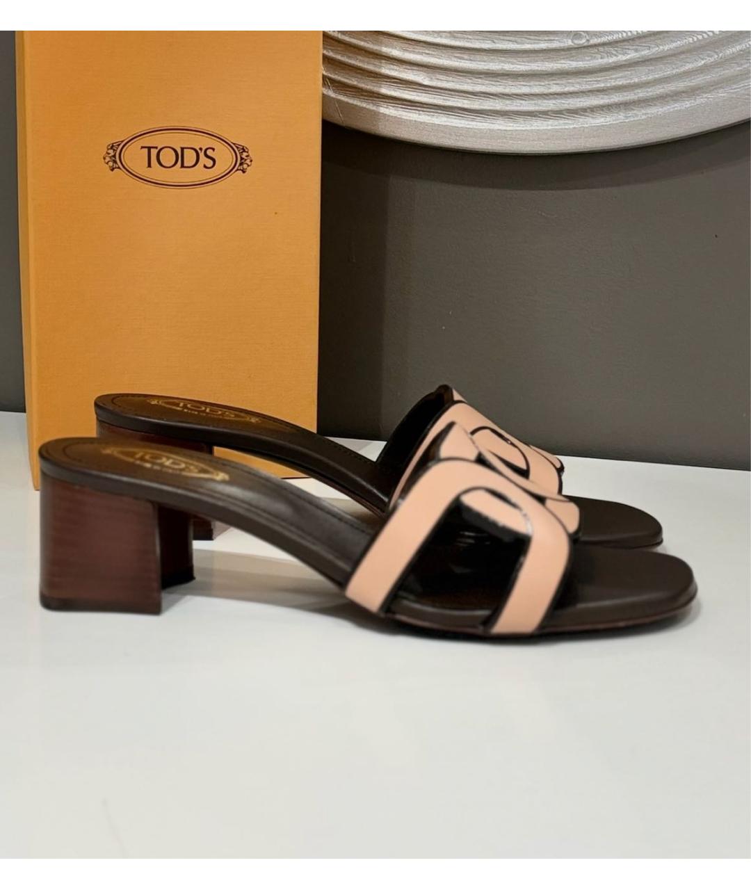 TOD'S Бежевые кожаные мюли, фото 6