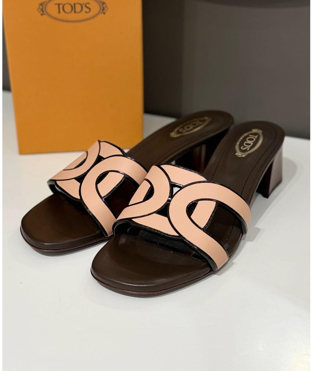 TOD'S Бежевые кожаные мюли, фото 2