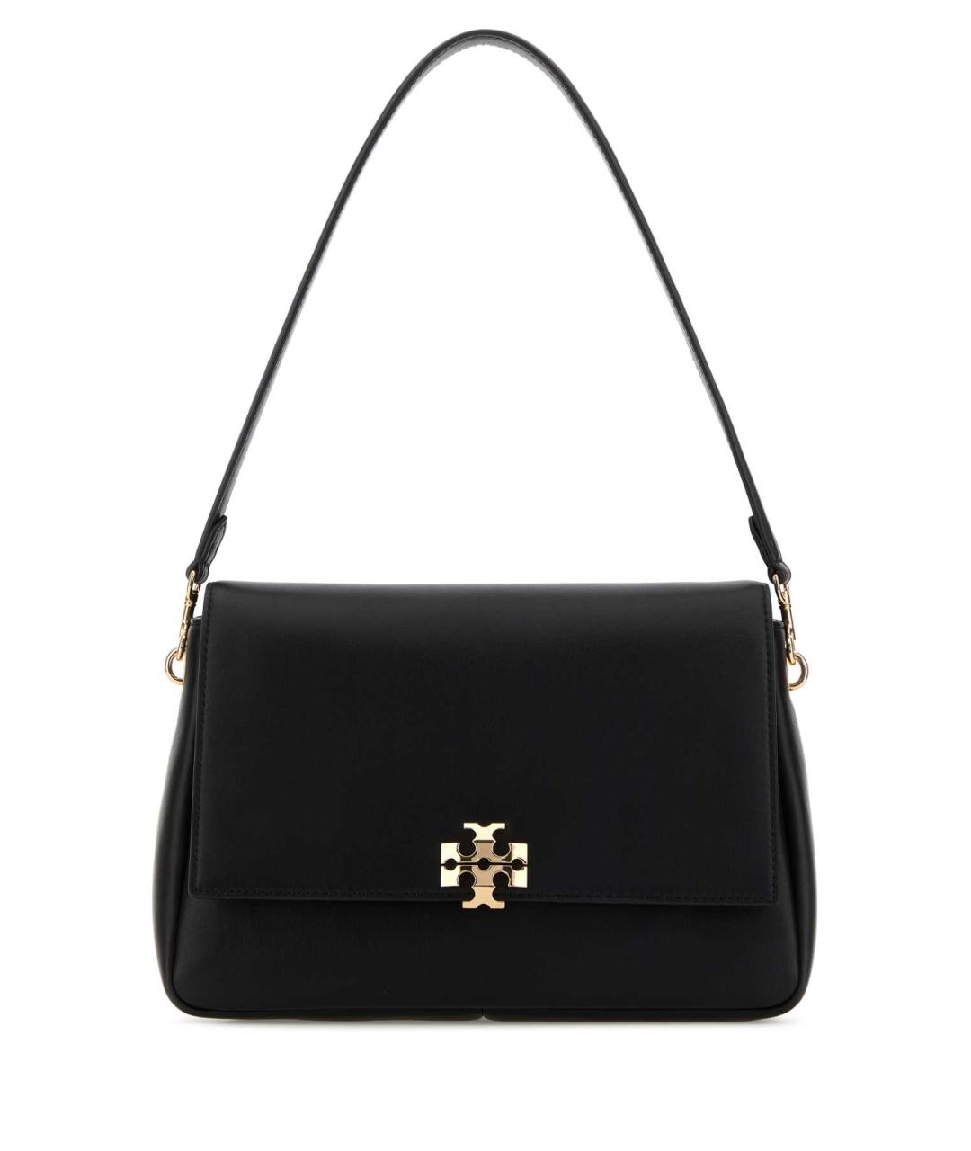 TORY BURCH Черная кожаная сумка с короткими ручками, фото 1