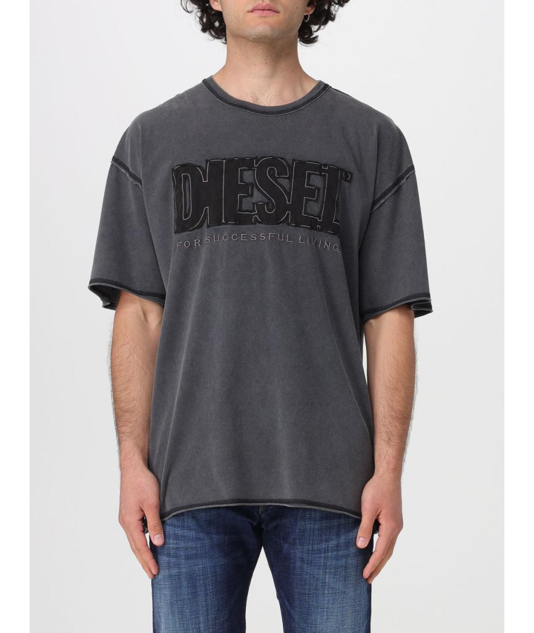 DIESEL Черная хлопковая футболка, фото 4