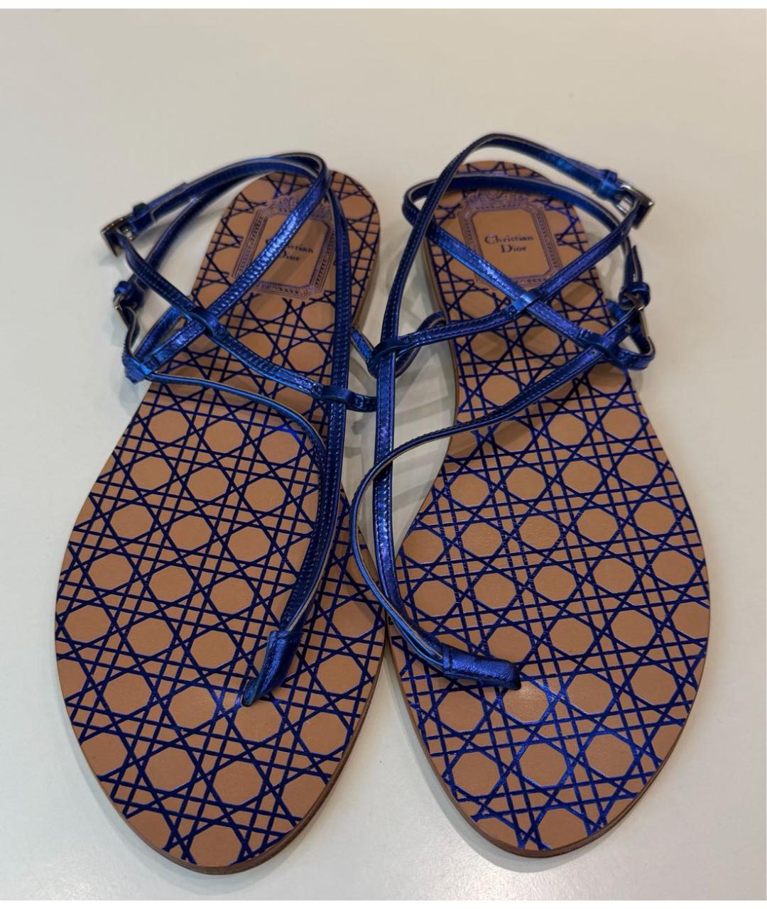 CHRISTIAN DIOR Синие кожаные сандалии, фото 2