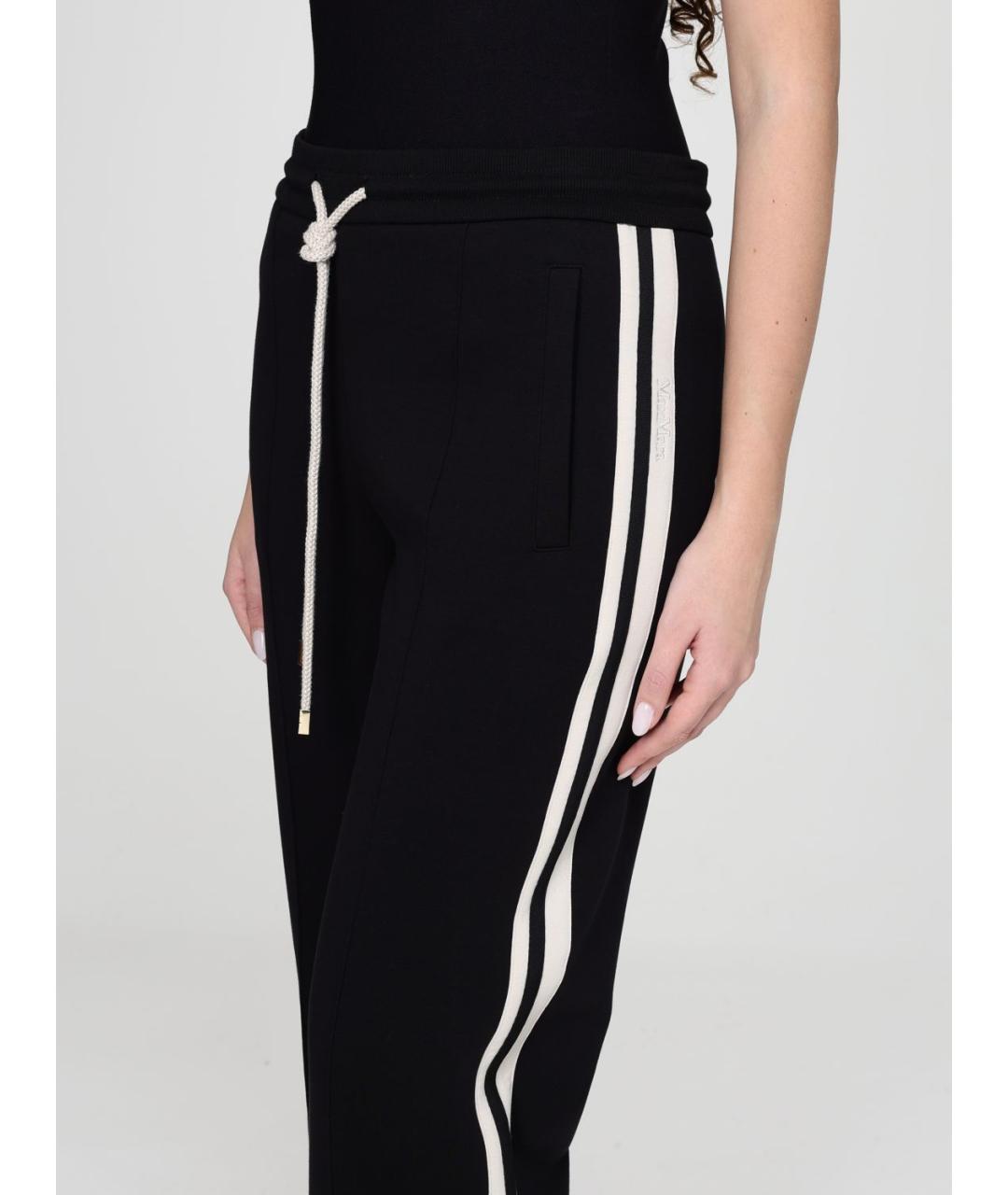 'S MAX MARA Черные хлопковые прямые брюки, фото 4
