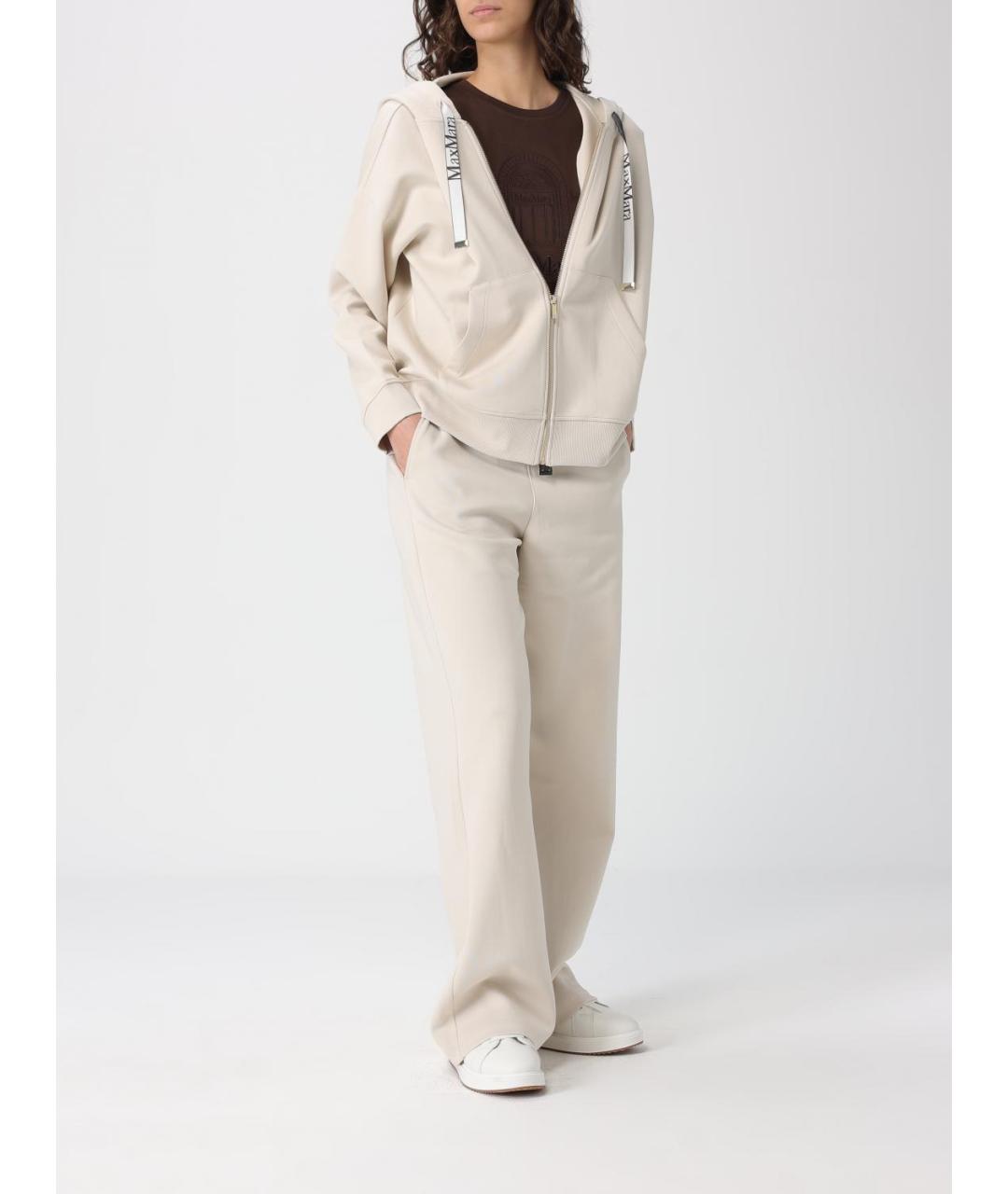'S MAX MARA Бежевые хлопковые прямые брюки, фото 2