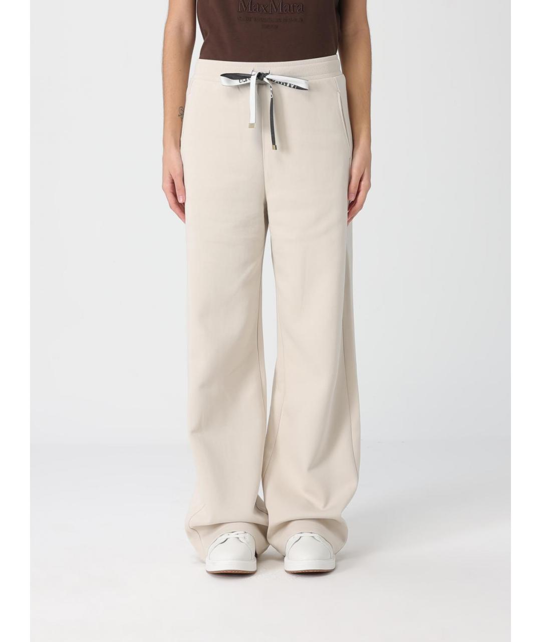 'S MAX MARA Бежевые хлопковые прямые брюки, фото 5