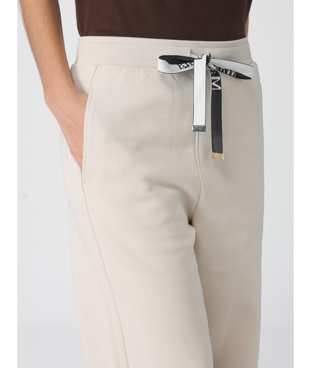 'S MAX MARA Бежевые хлопковые прямые брюки, фото 4