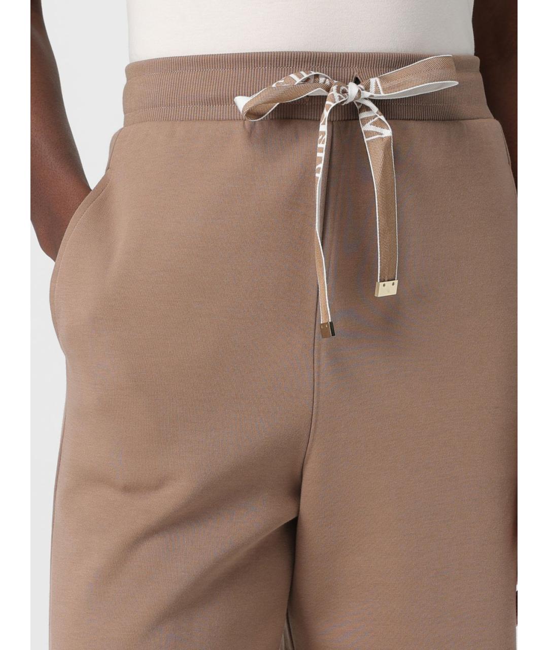 'S MAX MARA Бежевые хлопковые прямые брюки, фото 4