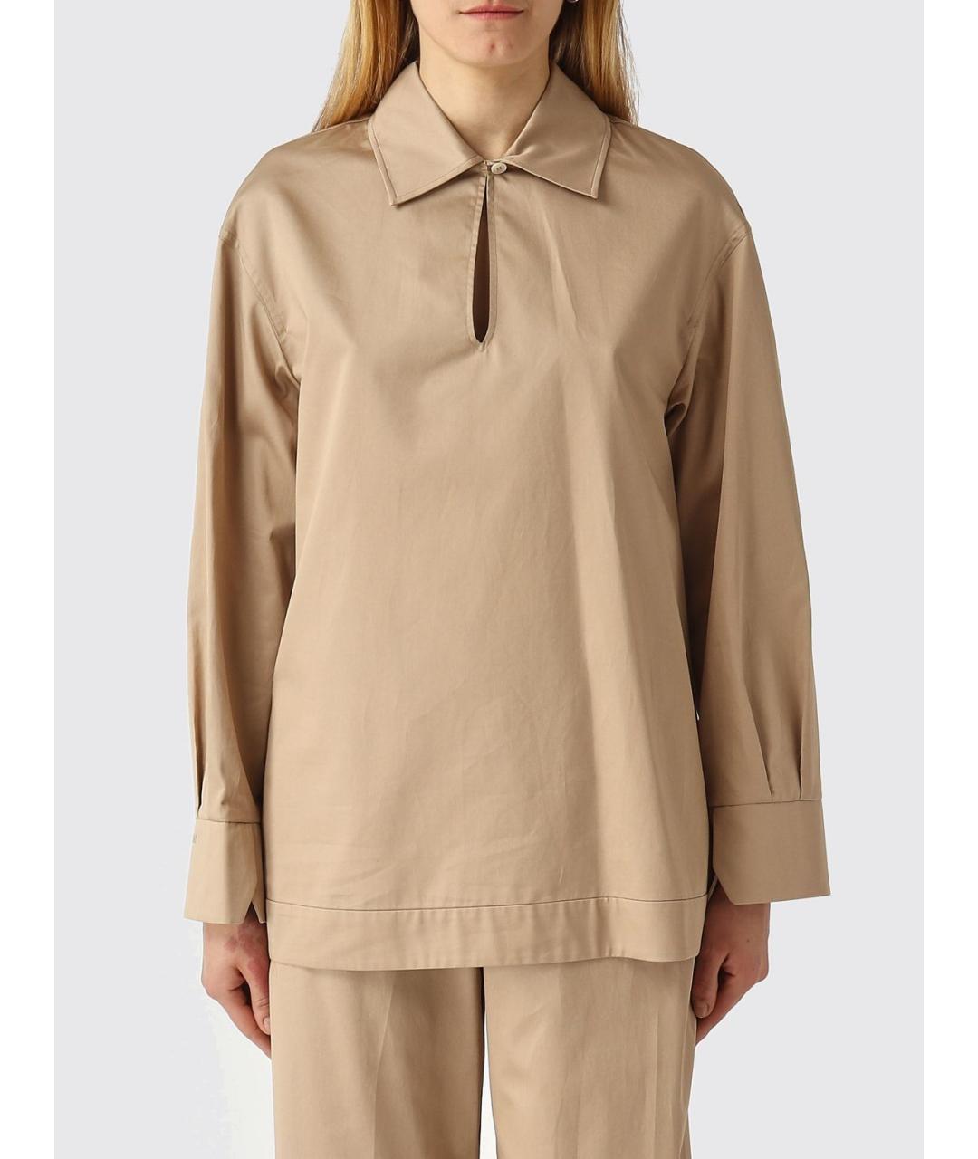 MAX MARA Бежевая хлопковая рубашка, фото 6