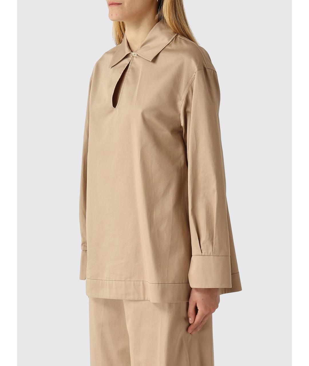 MAX MARA Бежевая хлопковая рубашка, фото 4