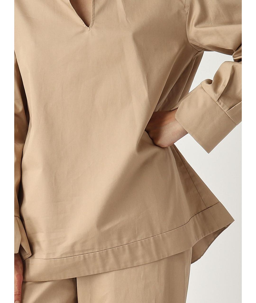 MAX MARA Бежевая хлопковая рубашка, фото 5