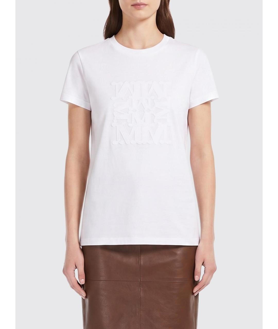 MAX MARA Белая хлопковая футболка, фото 4