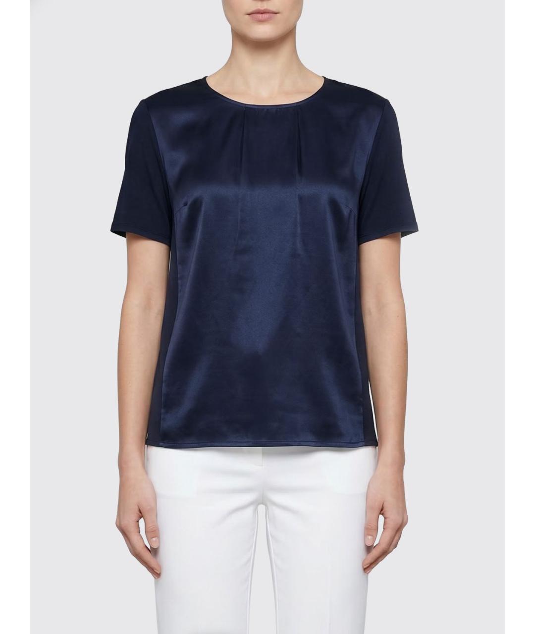 MAX MARA Синяя хлопковая футболка, фото 1