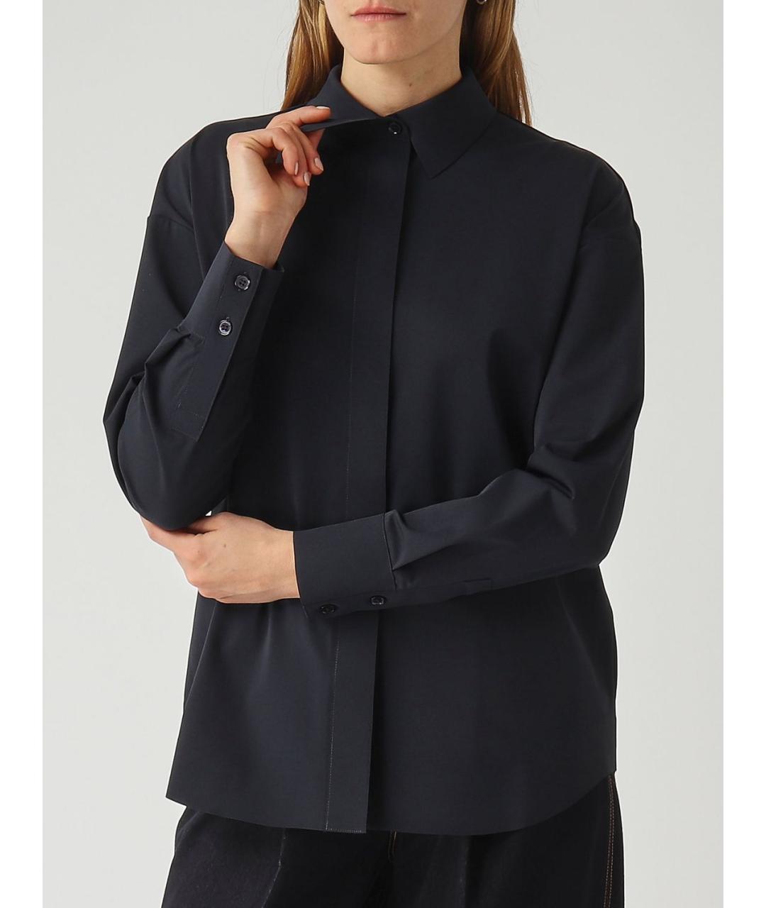 MAX MARA Синяя полиамидовая рубашка, фото 5