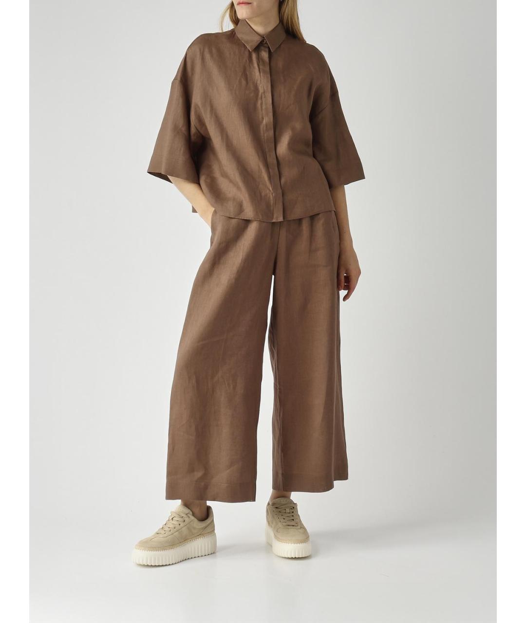MAX MARA Коричневые прямые брюки, фото 2