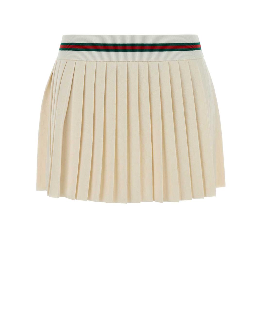 GUCCI Белая хлопковая юбка миди, фото 1