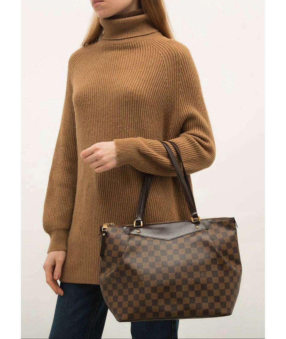 LOUIS VUITTON Коричневая жаккардовая сумка с короткими ручками, фото 5